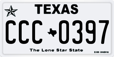 TX license plate CCC0397