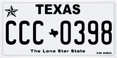 TX license plate CCC0398