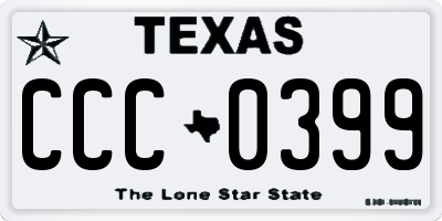 TX license plate CCC0399