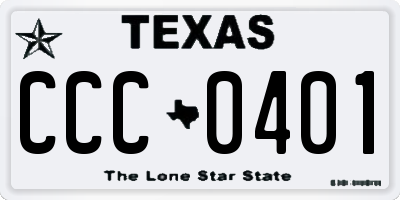 TX license plate CCC0401