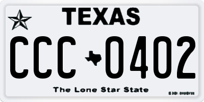 TX license plate CCC0402