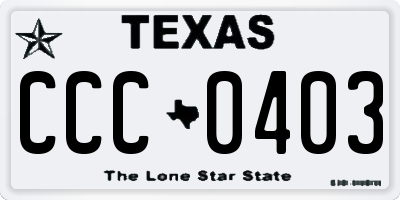 TX license plate CCC0403
