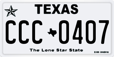 TX license plate CCC0407