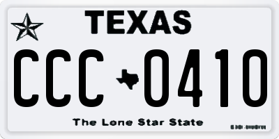 TX license plate CCC0410