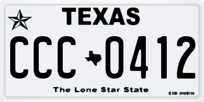 TX license plate CCC0412