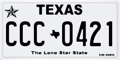 TX license plate CCC0421