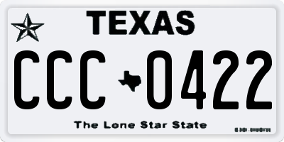 TX license plate CCC0422