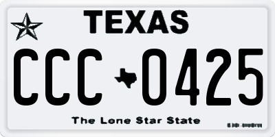TX license plate CCC0425