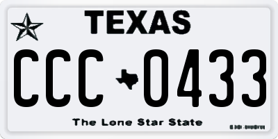 TX license plate CCC0433