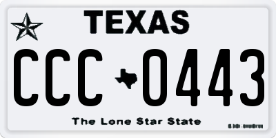 TX license plate CCC0443