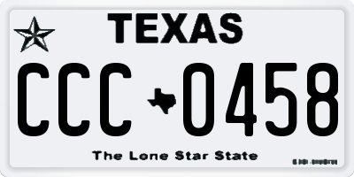 TX license plate CCC0458