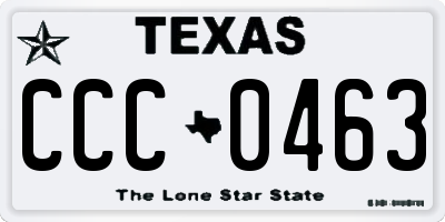 TX license plate CCC0463