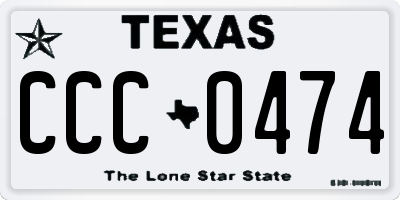 TX license plate CCC0474