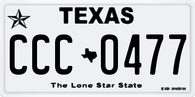 TX license plate CCC0477