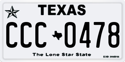 TX license plate CCC0478