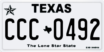 TX license plate CCC0492