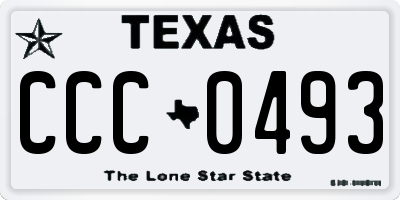 TX license plate CCC0493