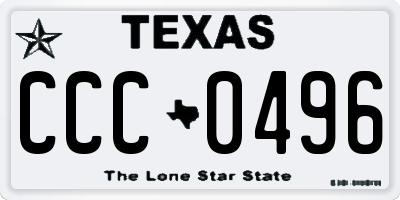 TX license plate CCC0496