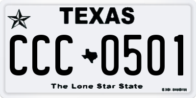 TX license plate CCC0501