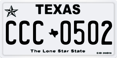 TX license plate CCC0502