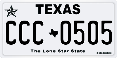 TX license plate CCC0505