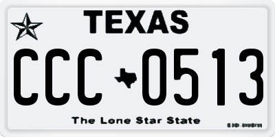 TX license plate CCC0513