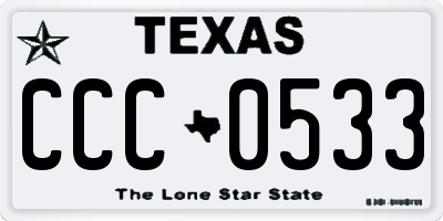 TX license plate CCC0533