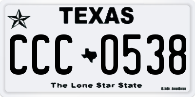 TX license plate CCC0538