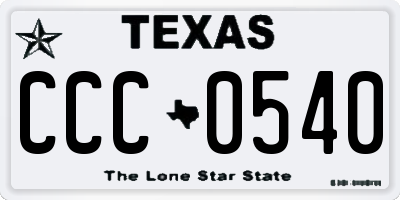 TX license plate CCC0540