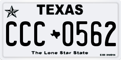 TX license plate CCC0562