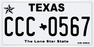 TX license plate CCC0567