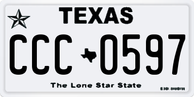 TX license plate CCC0597