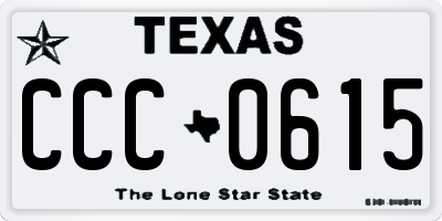 TX license plate CCC0615