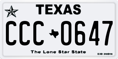 TX license plate CCC0647