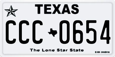 TX license plate CCC0654