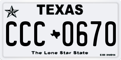 TX license plate CCC0670
