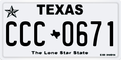 TX license plate CCC0671