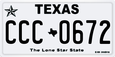 TX license plate CCC0672