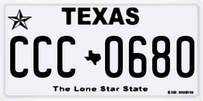 TX license plate CCC0680