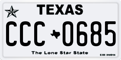 TX license plate CCC0685