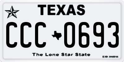 TX license plate CCC0693
