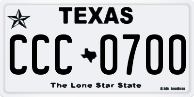 TX license plate CCC0700