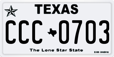 TX license plate CCC0703