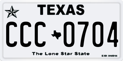 TX license plate CCC0704