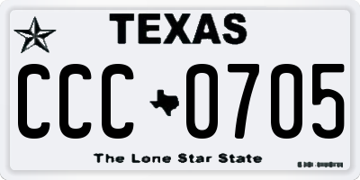TX license plate CCC0705