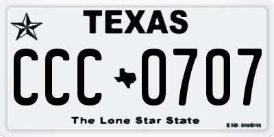 TX license plate CCC0707