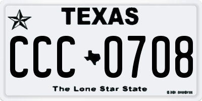 TX license plate CCC0708
