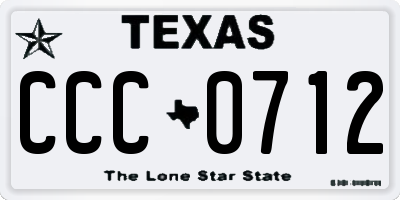 TX license plate CCC0712