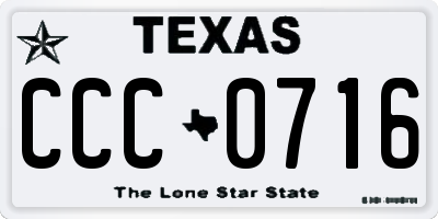 TX license plate CCC0716
