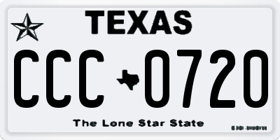 TX license plate CCC0720